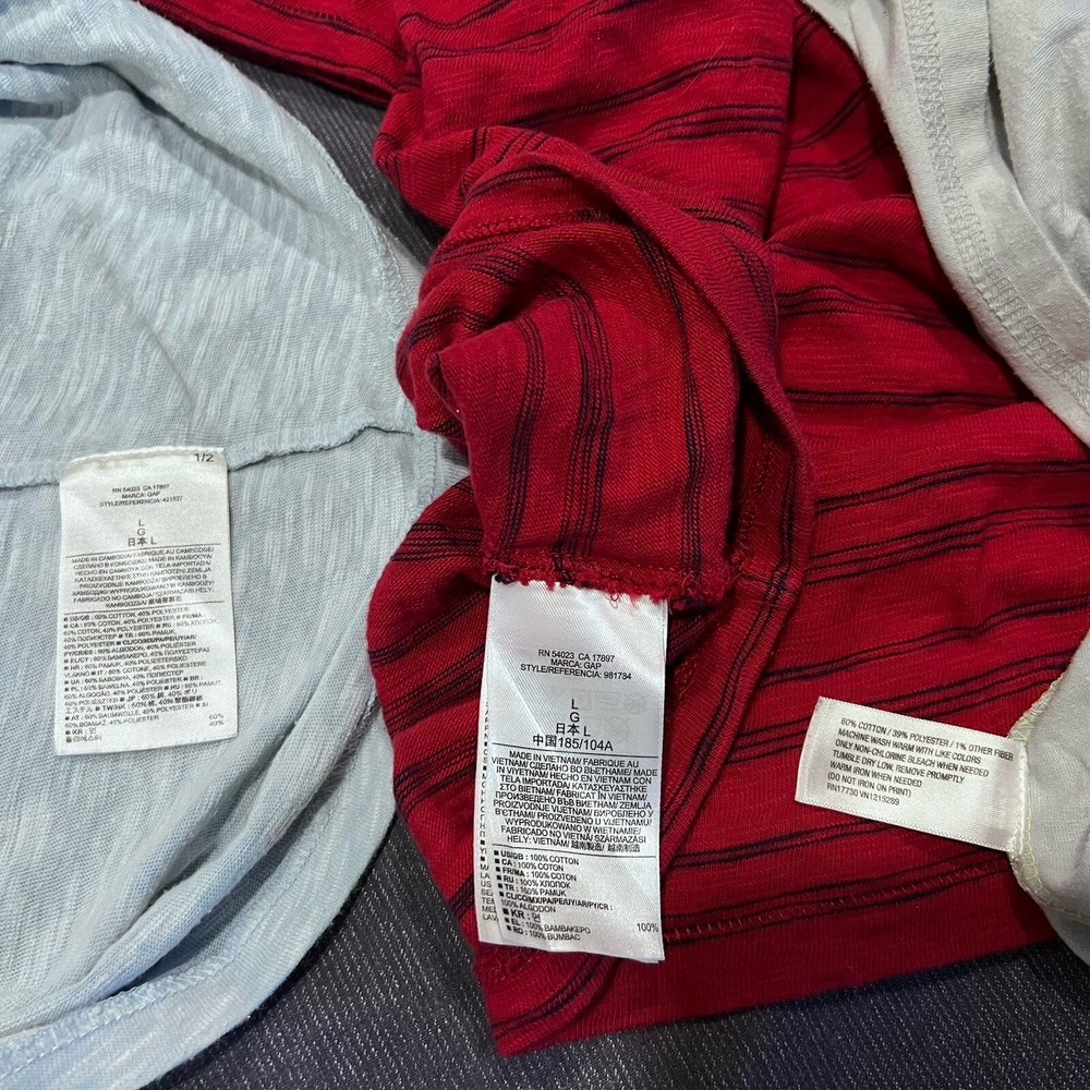Lot of 2 Gap 1 Mossimo Supply T Shirts Mens Large L Red Blue Gray Short Sleeve - Picture 9 of 13